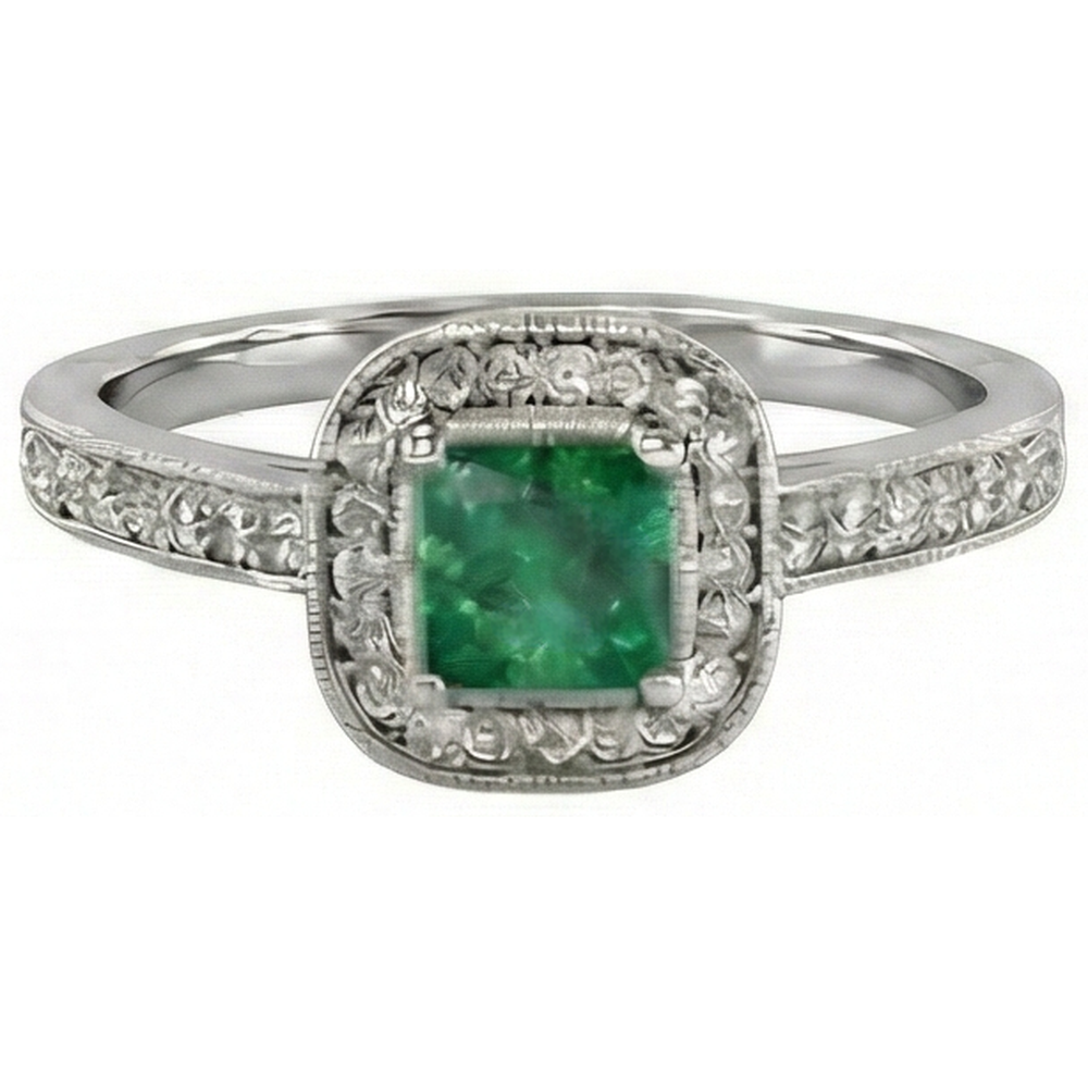 Fede nuziale 3 carati verde smeraldo con diamanti oro bianco 14K