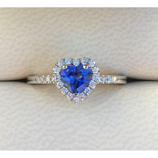 Fede nuziale a forma di cuore con zaffiro di Ceylon e diamanti. oro 14 carati da 3.90 ct - harrychadent.it