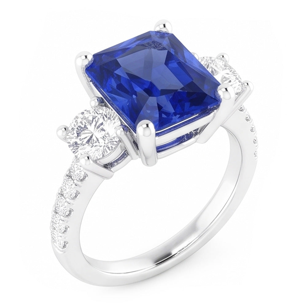 Fede nuziale con diamante da 2.50 carati a forma di zaffiro radiante con accenti