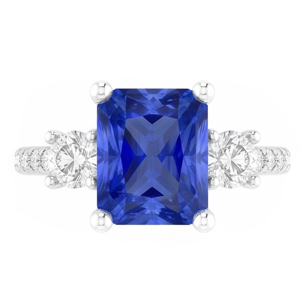 Fede nuziale con diamante da 2.50 carati a forma di zaffiro radiante con accenti