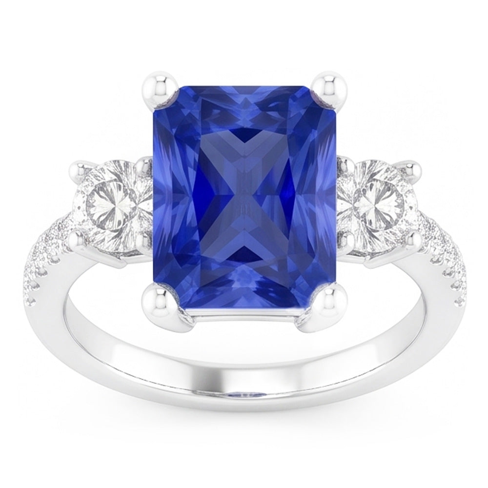 Fede nuziale con diamante da 2.50 carati a forma di zaffiro radiante con accenti