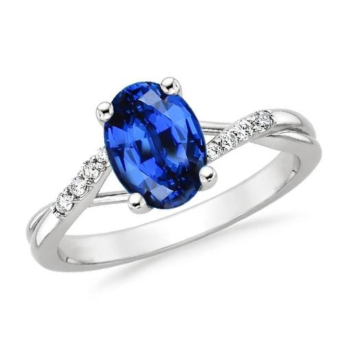 Anello nuziale in oro bianco con diamante zaffiro blu dello Sri Lanka 3 carati 14K - harrychadent.it