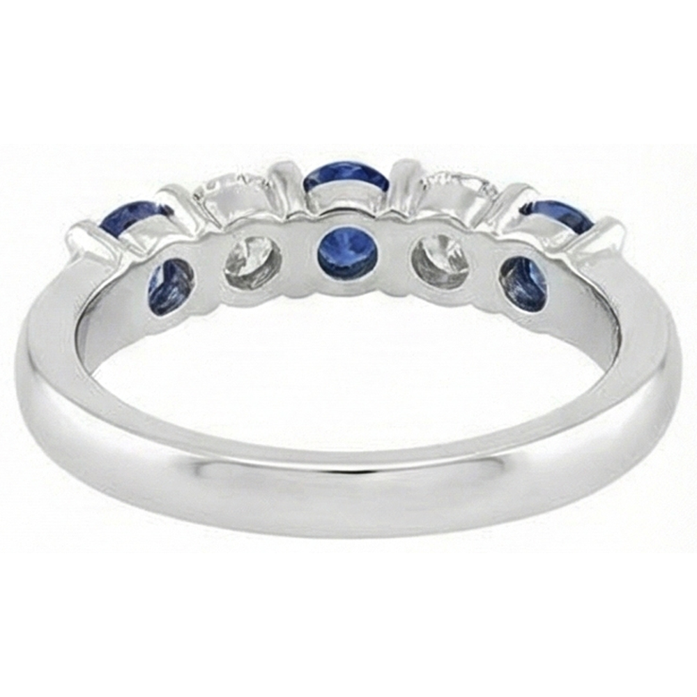 Fede nuziale con diamanti e zaffiri tondi dello Sri Lanka da 2,45 ct