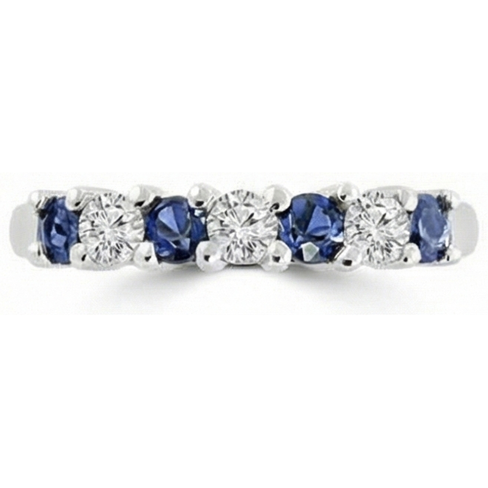 Fede nuziale con diamanti e zaffiri tondi dello Sri Lanka da 2,45 ct