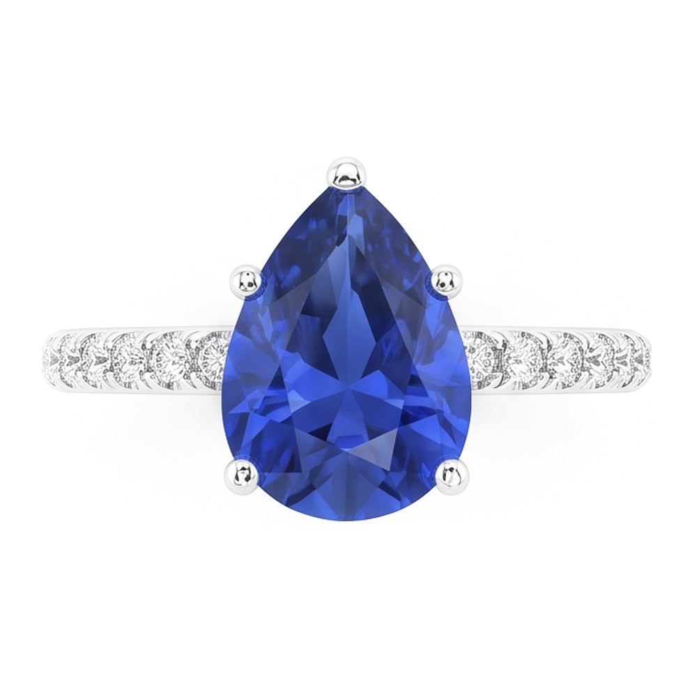 Fede nuziale con pietre preziose. zaffiro blu e pavé di diamanti. 3 carati