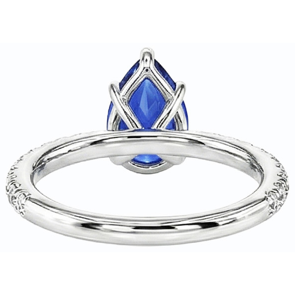 Fede nuziale con pietre preziose. zaffiro blu e pavé di diamanti. 3 carati
