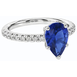 Fede nuziale con pietre preziose. zaffiro blu e pavé di diamanti. 3 carati