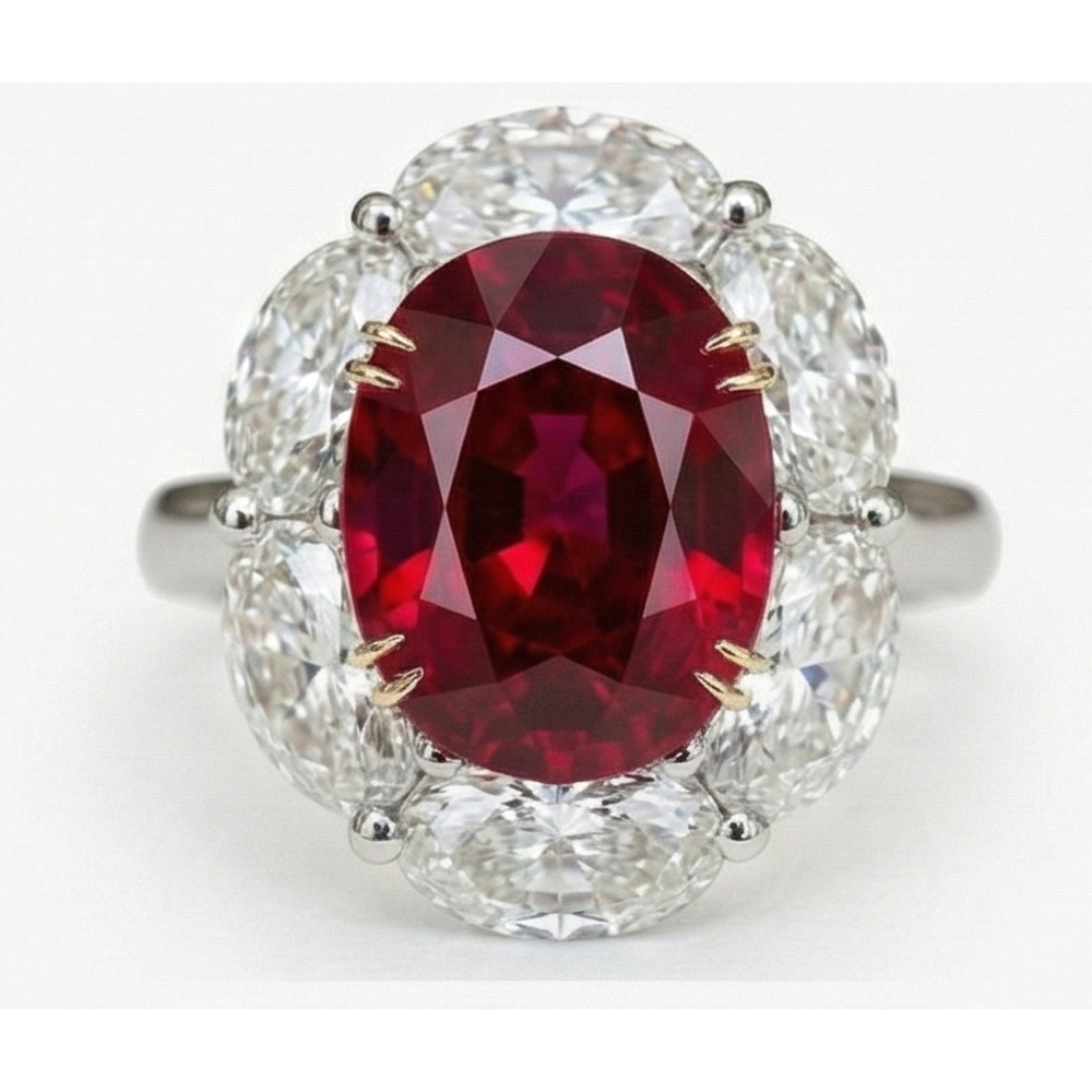 Fede nuziale con rubini naturali e diamanti in oro 5 carati 14K