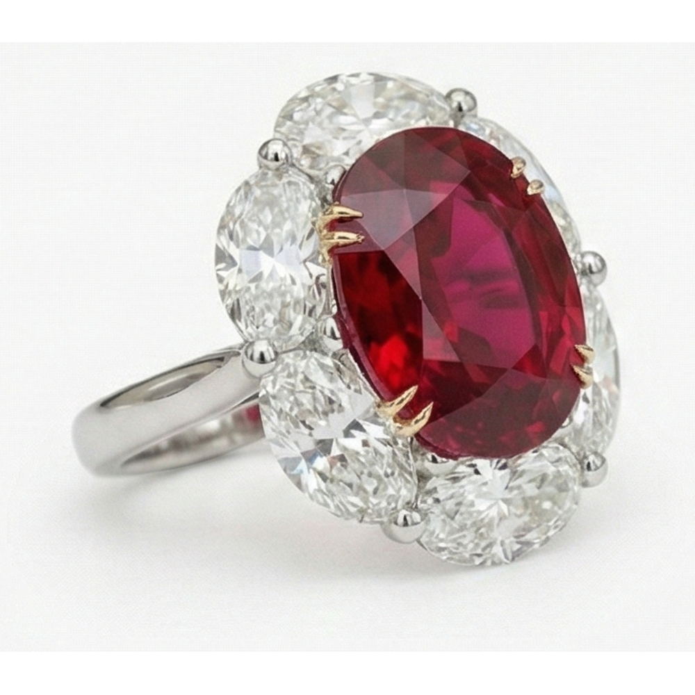 Fede nuziale con rubini naturali e diamanti in oro 5 carati 14K