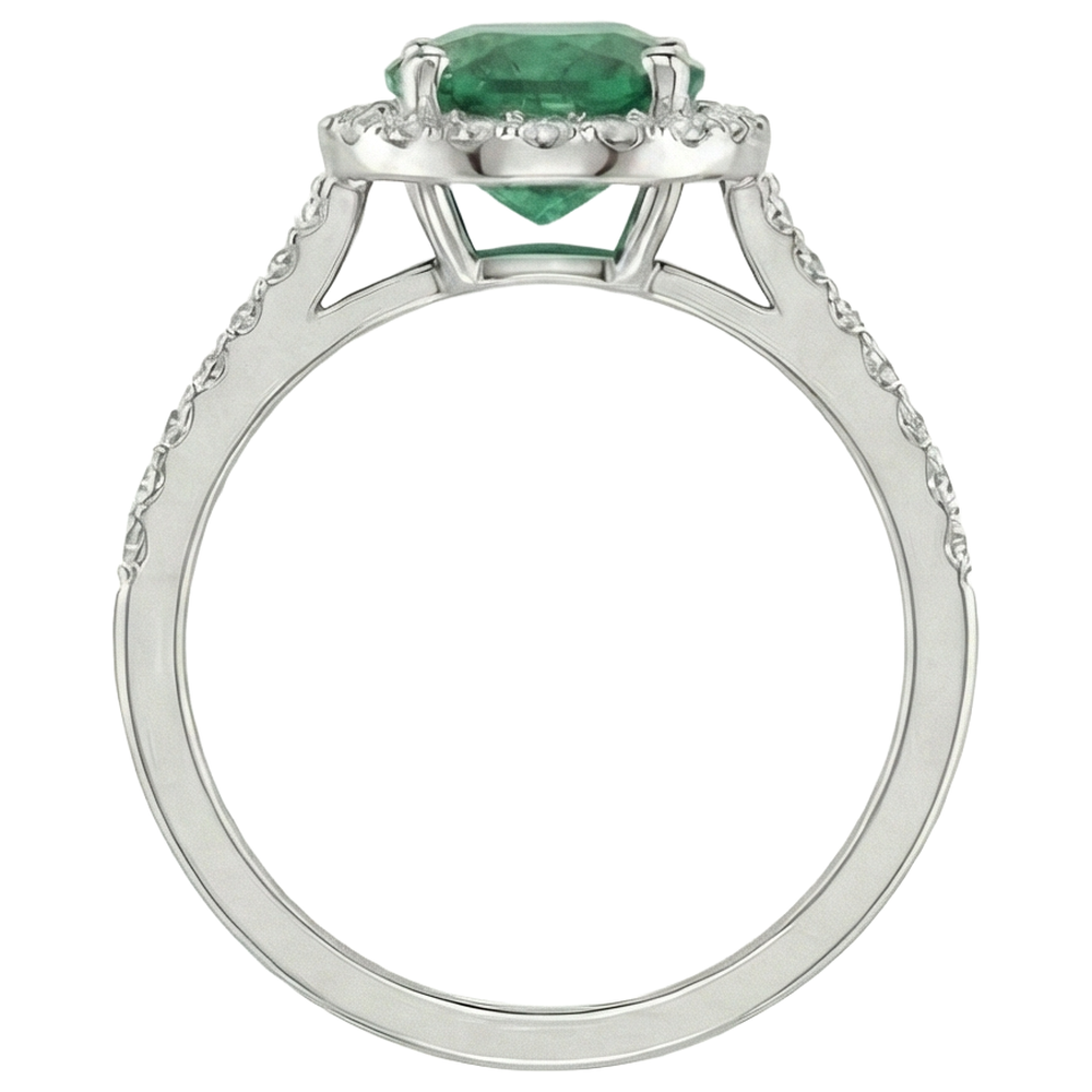 Fede nuziale con smeraldo verde a taglio ovale da 1,85 ct con diamante