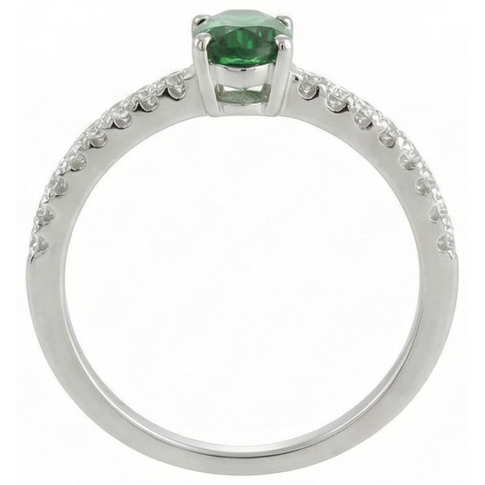 Fede nuziale con smeraldo verde da 3,5 ct e diamante