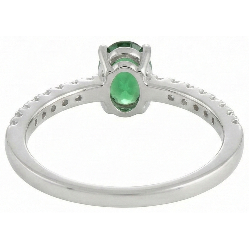 Fede nuziale con smeraldo verde da 3,5 ct e diamante