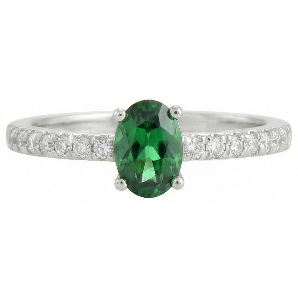 Fede nuziale con smeraldo verde da 3,5 ct e diamante