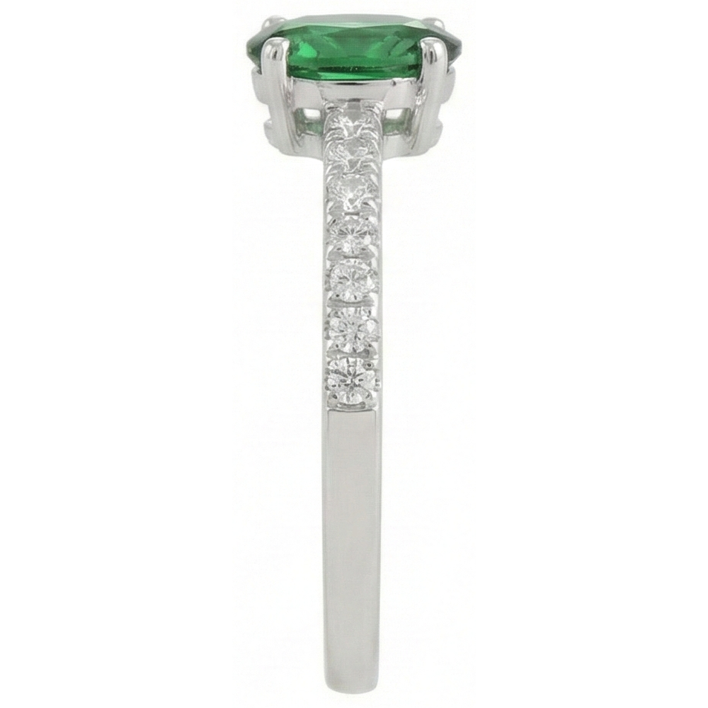 Fede nuziale con smeraldo verde da 3,5 ct e diamante