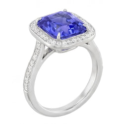 Fede nuziale con zaffiro blu brillante da 3,50 carati e accenti di diamanti
