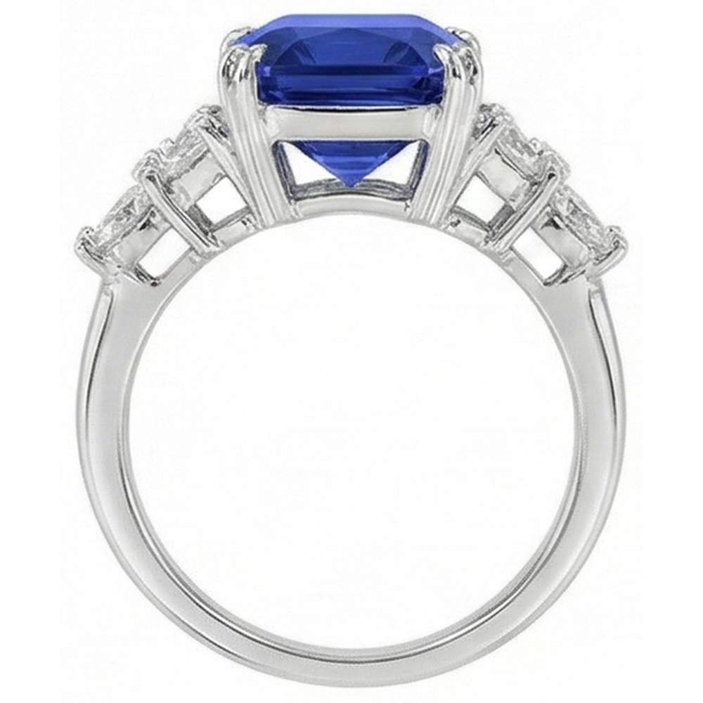 Fede nuziale con zaffiro stile farfalla blu brillante 3 carati e diamanti in oro bianco 14K