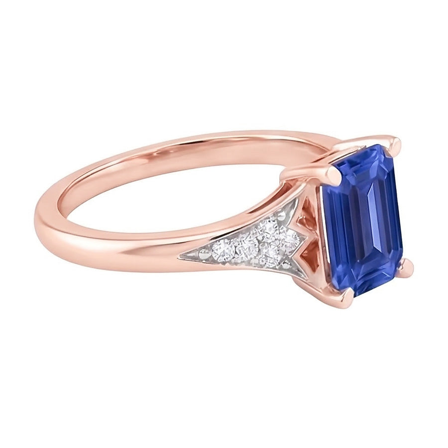 Fede nuziale da donna con diamante zaffiro blu 2 carati in oro rosa 14K