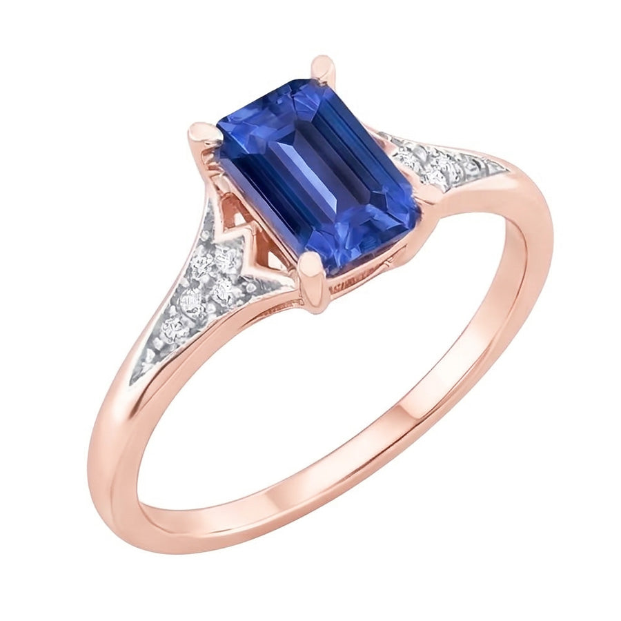 Fede nuziale da donna con diamante zaffiro blu 2 carati in oro rosa 14K