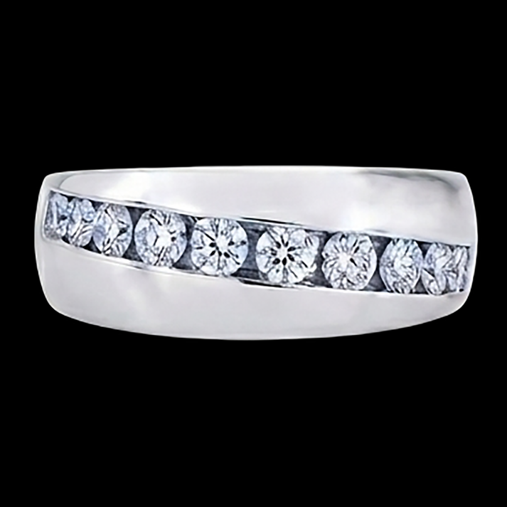 Fede nuziale da uomo con diamante taglio rotondo 1,25 ct 14K Oro bianco