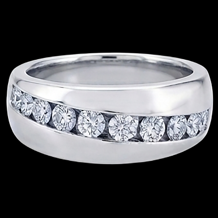 Fede nuziale da uomo con diamante taglio rotondo 1,25 ct 14K Oro bianco