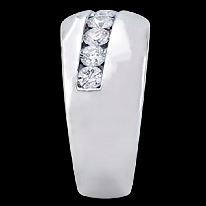 Fede nuziale da uomo con diamante taglio rotondo 1,25 ct 14K Oro bianco