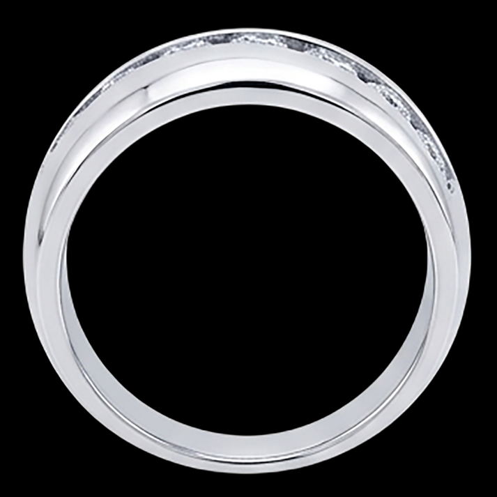 Fede nuziale da uomo con diamante taglio rotondo 1,25 ct 14K Oro bianco