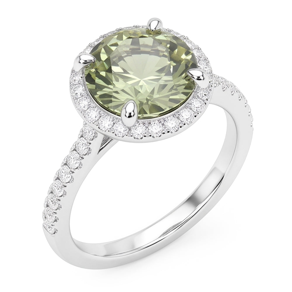 Fede nuziale di 2 ct di diamante verde rotondo con zaffiro
