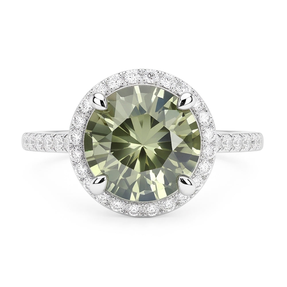 Fede nuziale di 2 ct di diamante verde rotondo con zaffiro