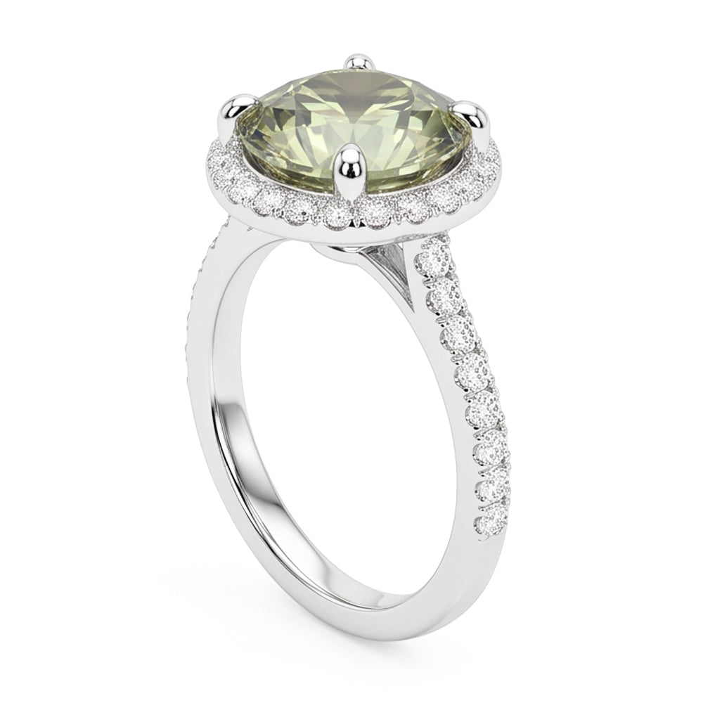 Fede nuziale di 2 ct di diamante verde rotondo con zaffiro
