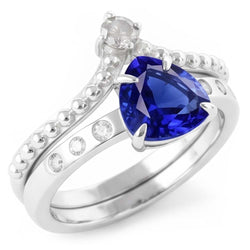 Fede nuziale di diamanti con 2 trilioni di zaffiri blu naturali incastonati