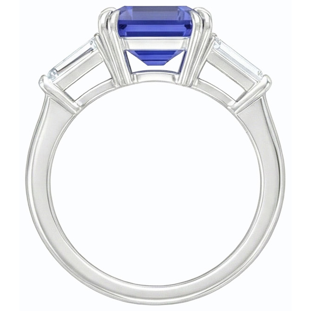 Fede nuziale diamante 3 pietre smeraldo zaffiro di Ceylon 3.50 carati