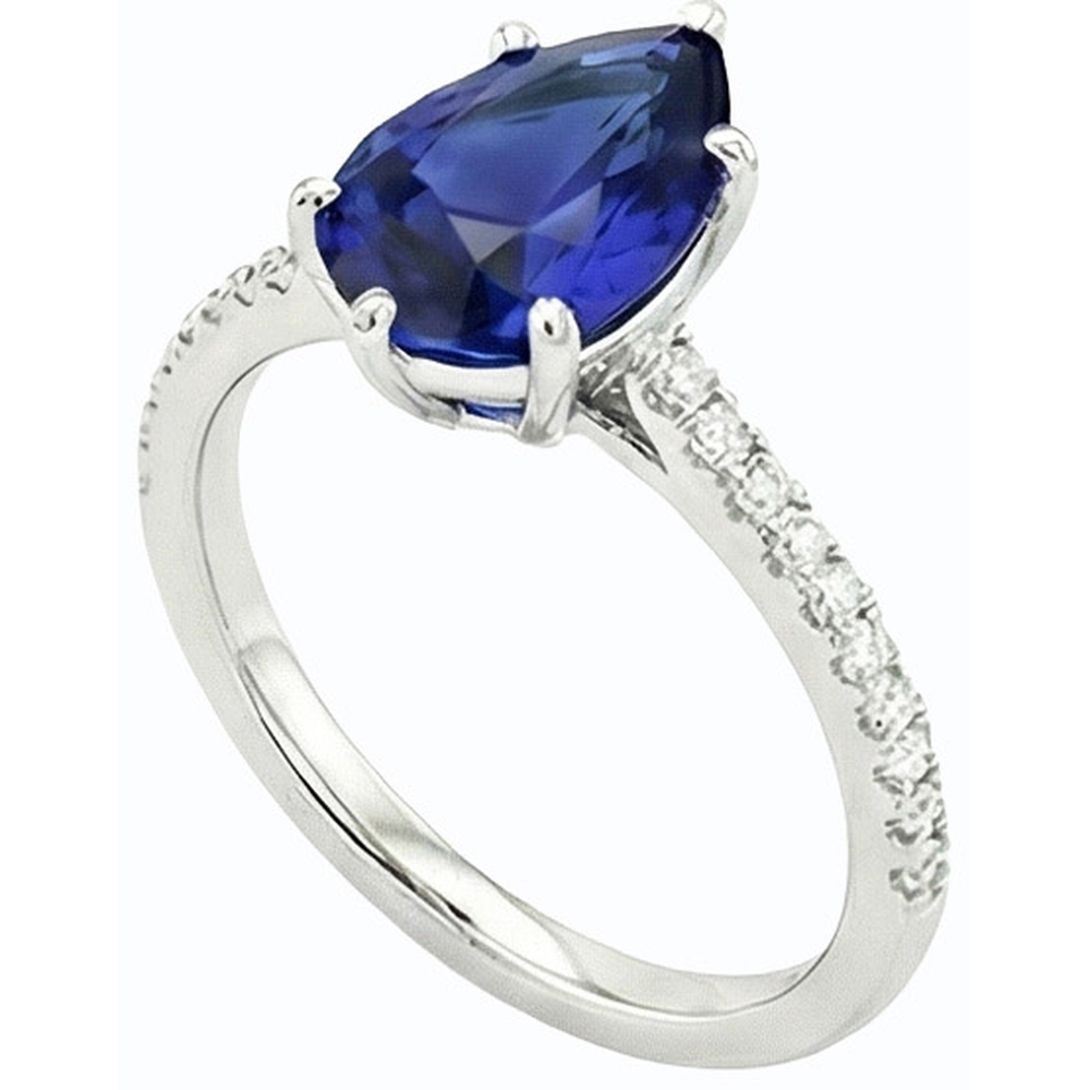 Fede nuziale diamante solitario zaffiro blu con accenti 3.50 carati