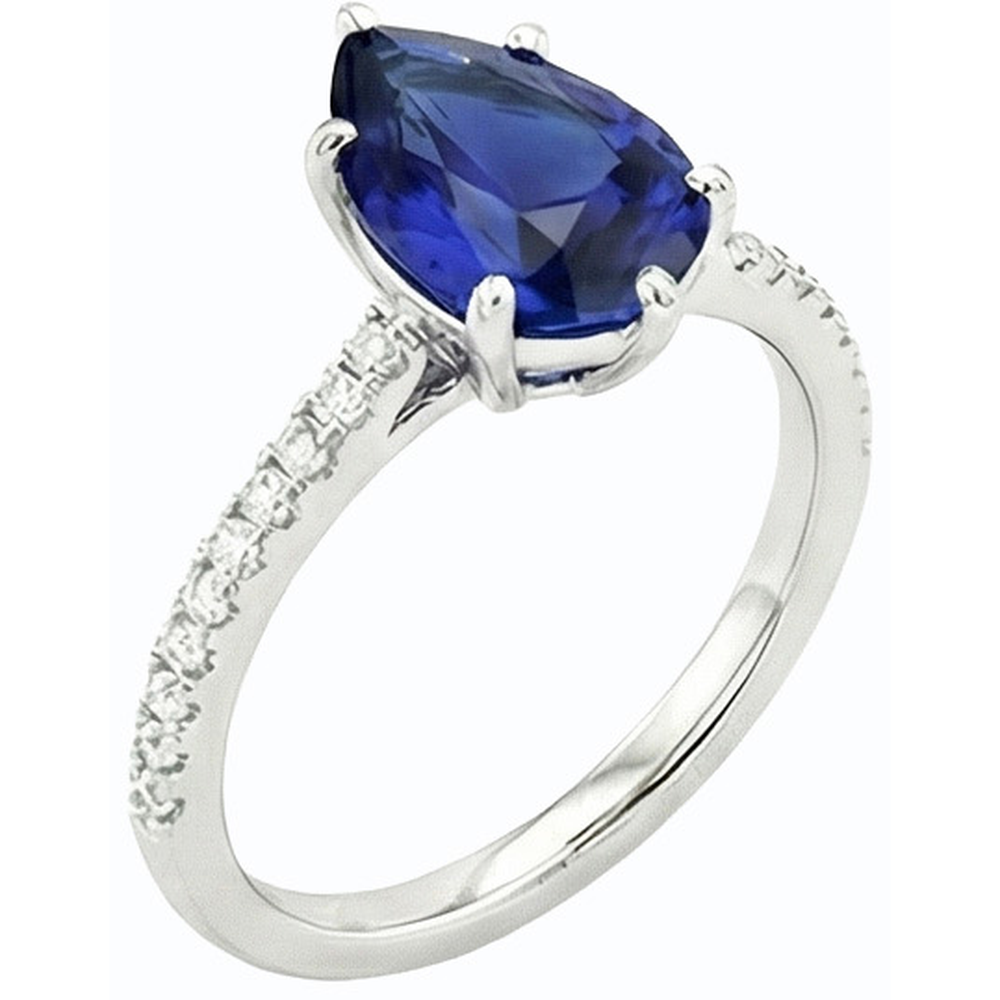 Fede nuziale diamante solitario zaffiro blu con accenti 3.50 carati