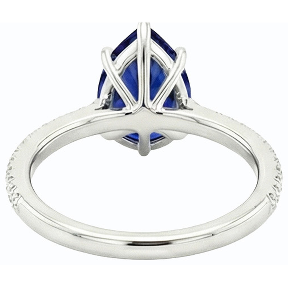 Fede nuziale diamante solitario zaffiro blu con accenti 3.50 carati