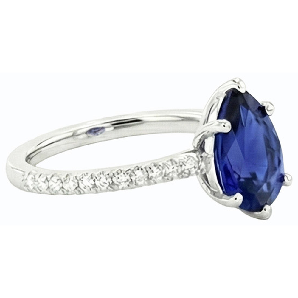Fede nuziale diamante solitario zaffiro blu con accenti 3.50 carati