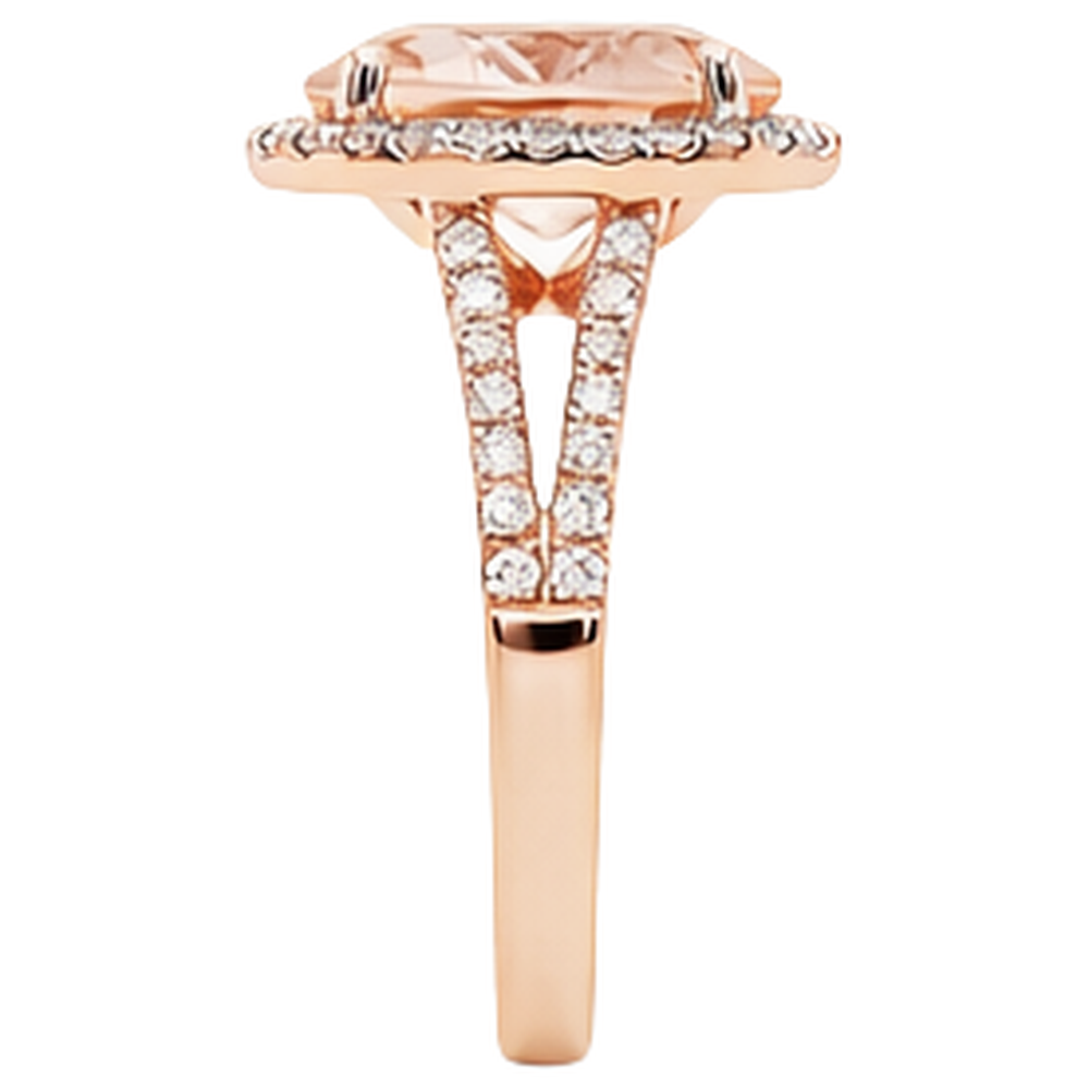 Fede nuziale in Morganite con diamanti. taglio ovale. 33.75 ct