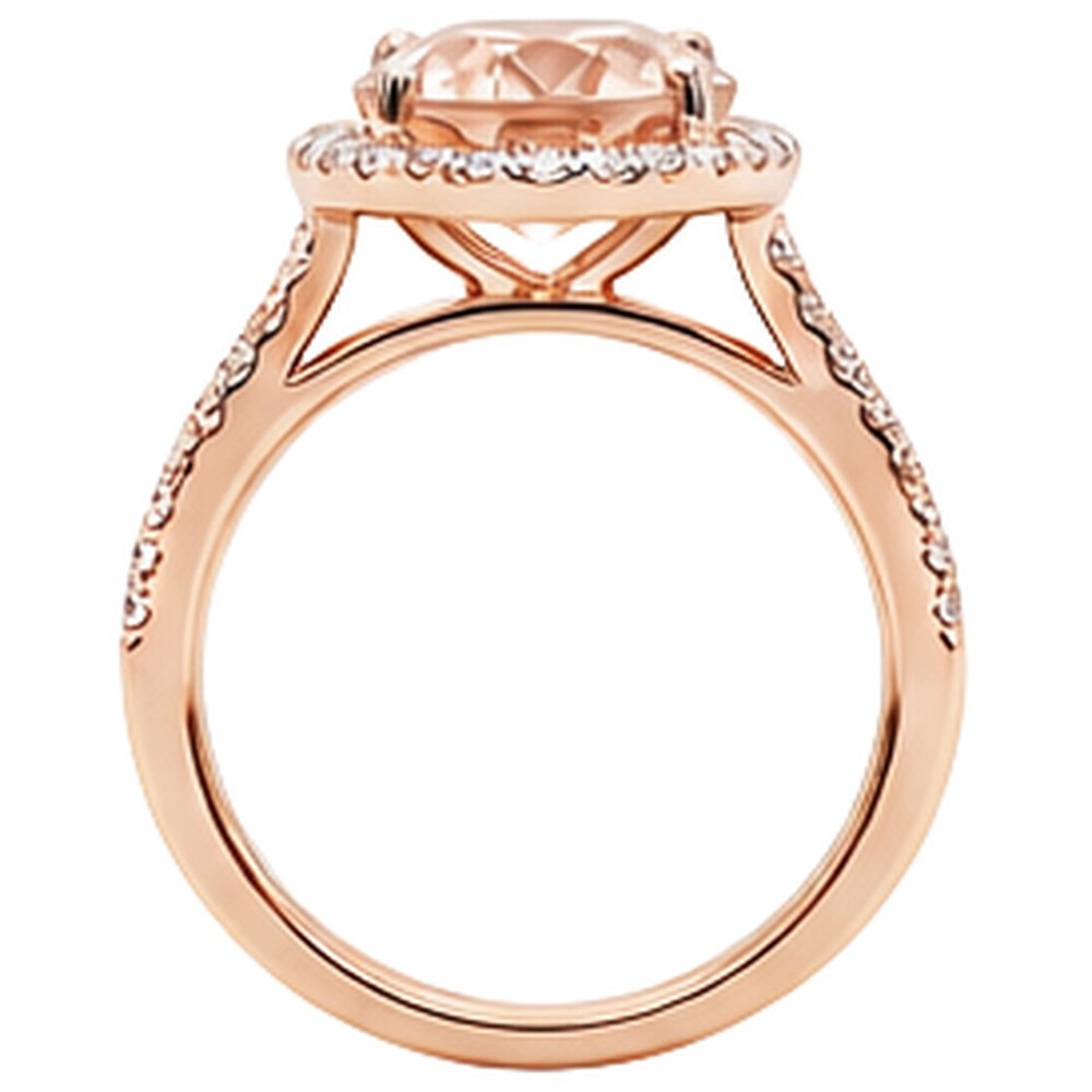 Fede nuziale in Morganite con diamanti. taglio ovale. 33.75 ct