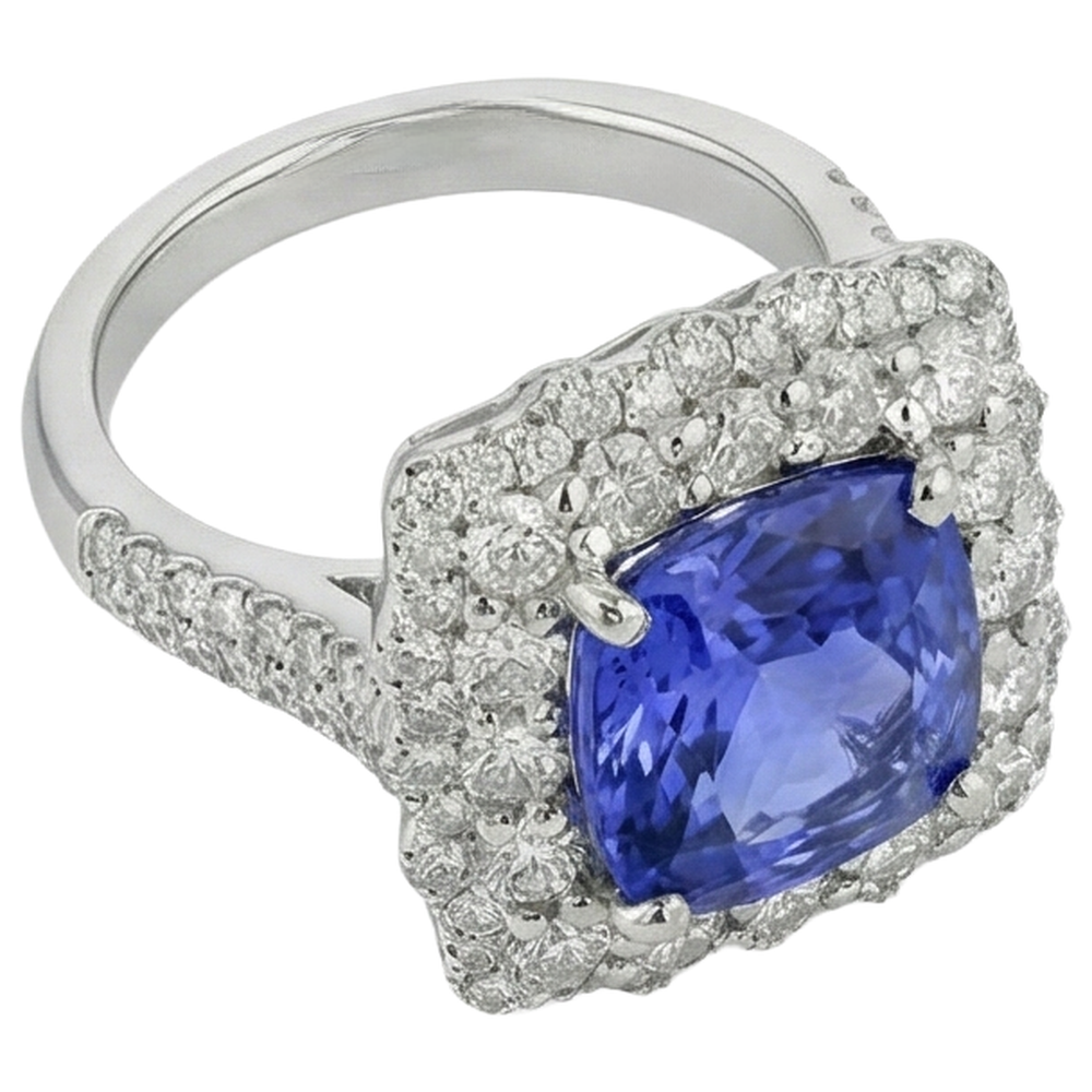 vero round tanzanite 9.75carati fede eternity dettaglio ravvicinato