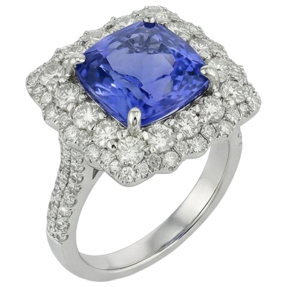 vero round tanzanite 9.75carati fede eternity vista dall'alto