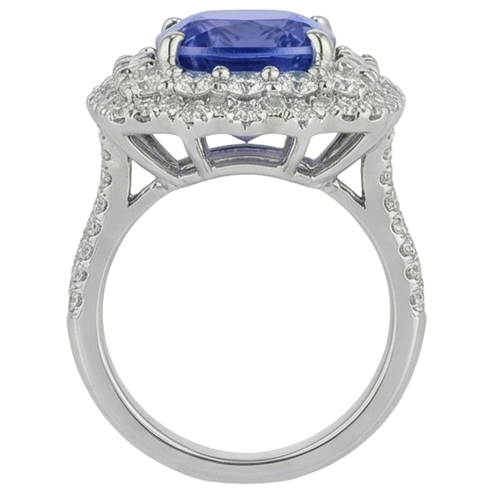 vero round tanzanite 9.75carati fede eternity vista di profilo