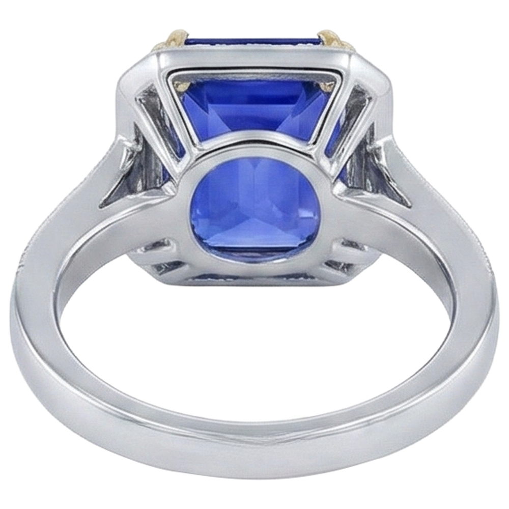 Fede nuziale in oro 14 kt con tanzanite grande e piccoli diamanti da 16.50 ct