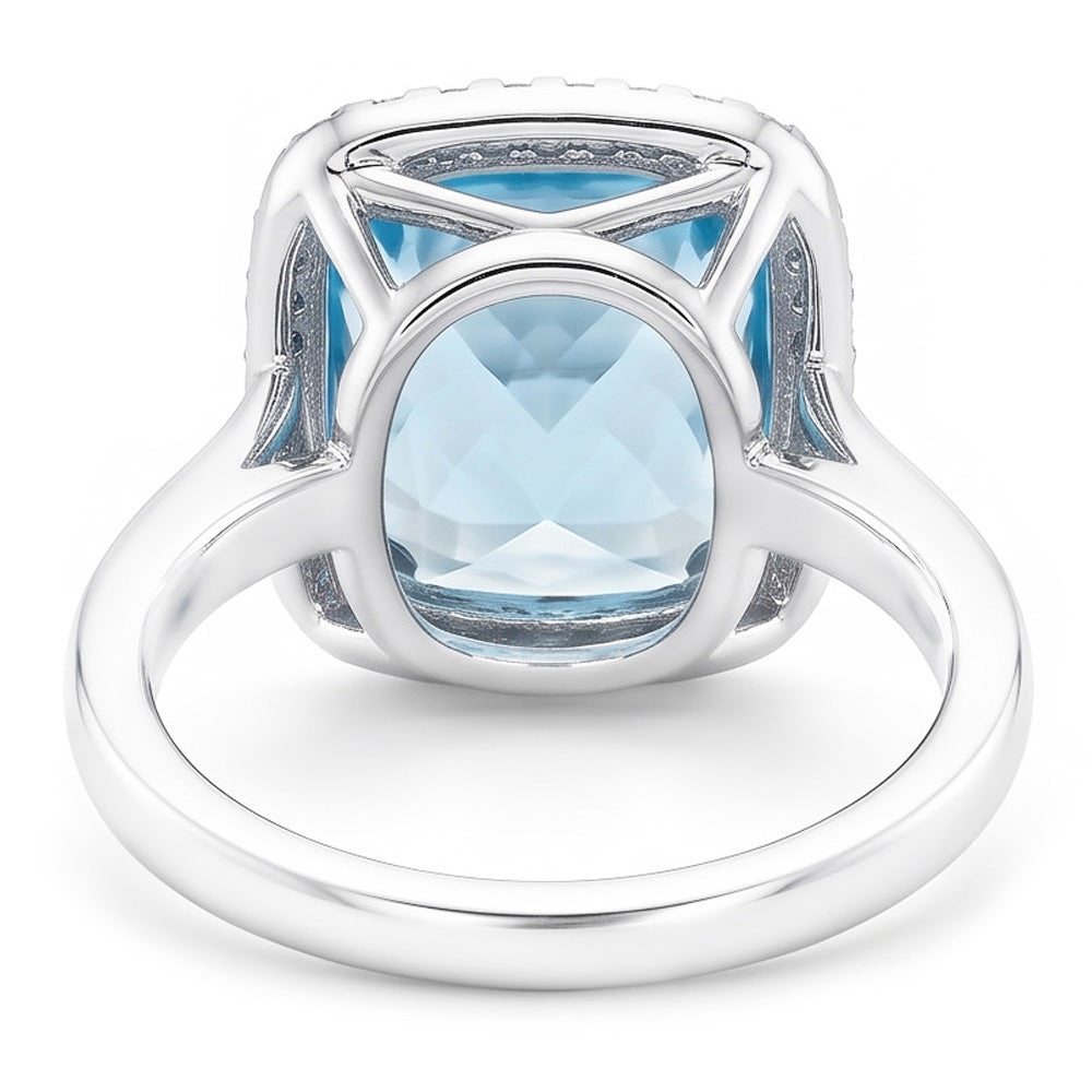 Fede nuziale in oro 14k con acquamarina e diamante 9.50 ct
