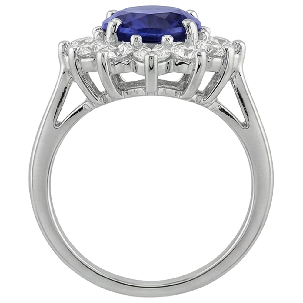vero round tanzanite 14carati fede eternity vista di profilo