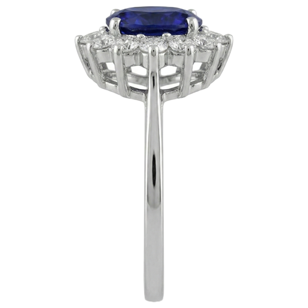 vero round tanzanite 14carati fede eternity su bianco