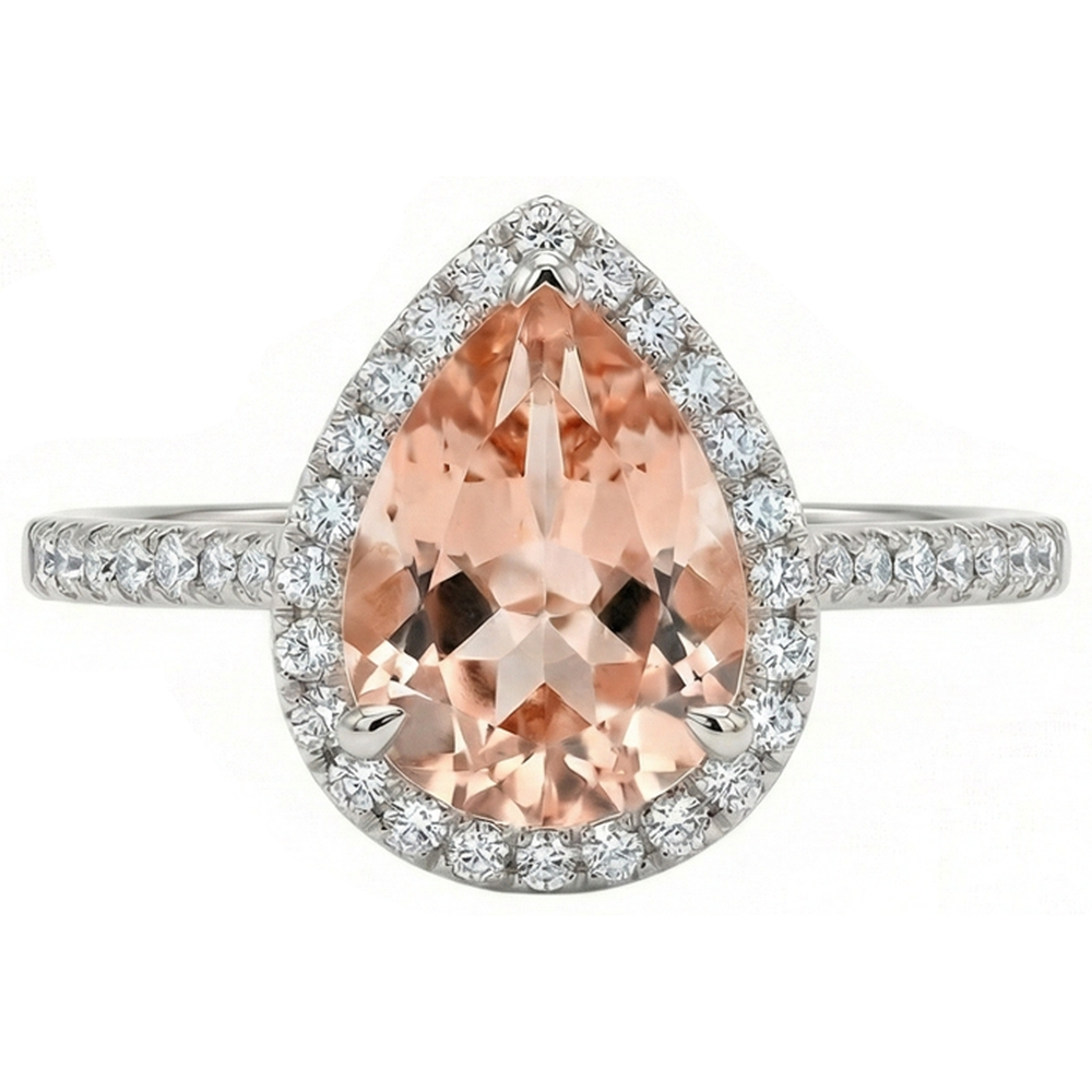 vero round morganite 14carati fede eternity angolo laterale