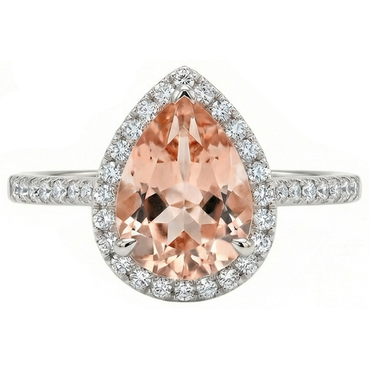 vero round morganite 14carati fede eternity angolo laterale