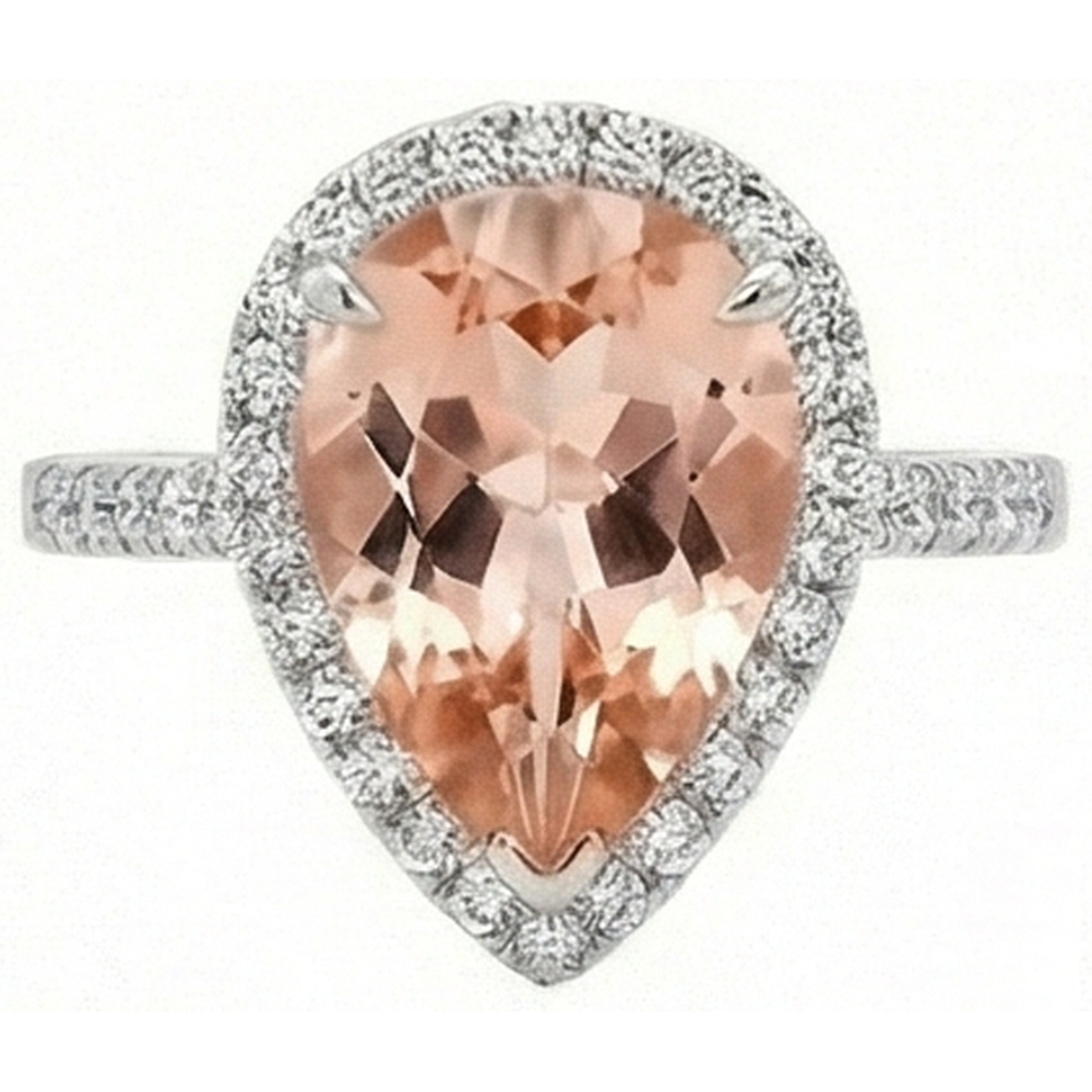 vero round morganite 14carati fede eternity dettaglio ravvicinato