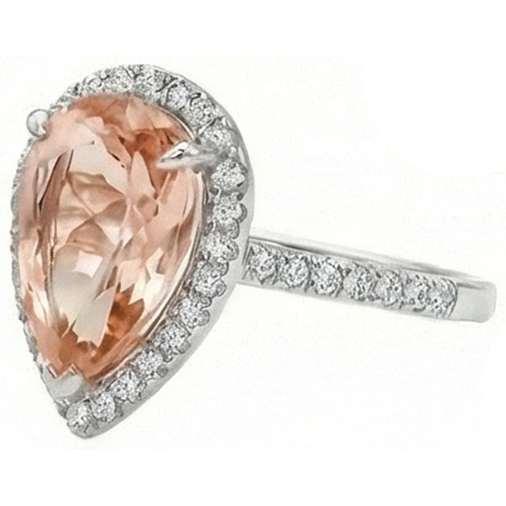 vero round morganite 14carati fede eternity vista dall'alto