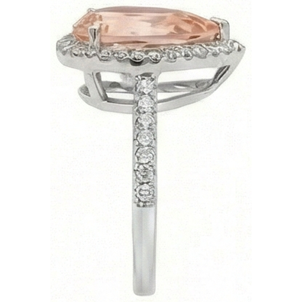 vero round morganite 14carati fede eternity vista di profilo
