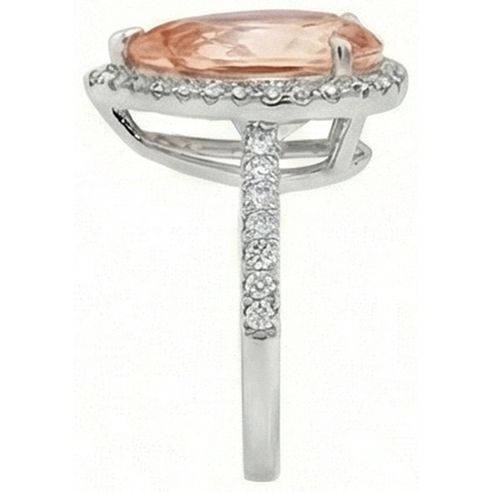 vero round morganite 14carati fede eternity su bianco